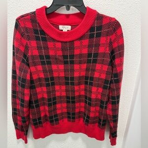 Style & Co Red Black & Gold Plaid Heavy Sweater Sz(M)